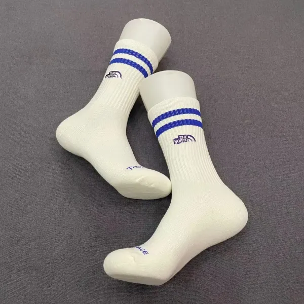 The North Face Striped Crew Socks White/Blue Socks - 1