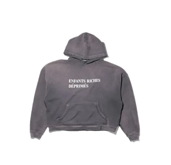Enfants Riches Déprimés Hoodie Charcoal Washed Cotton Hoodie - 1