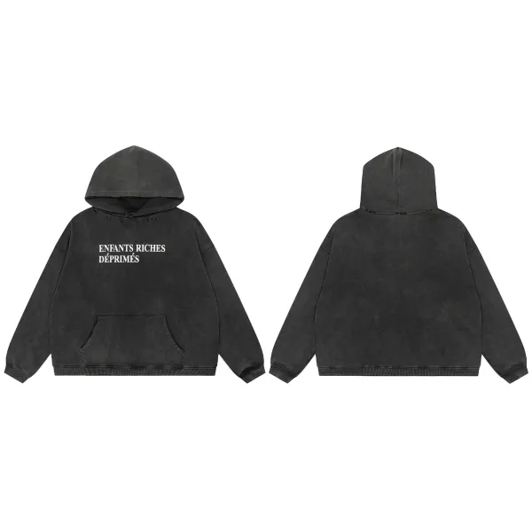 Off-White 'Enfants Riches Déprimés' Acid Wash Black Hoodie - 1