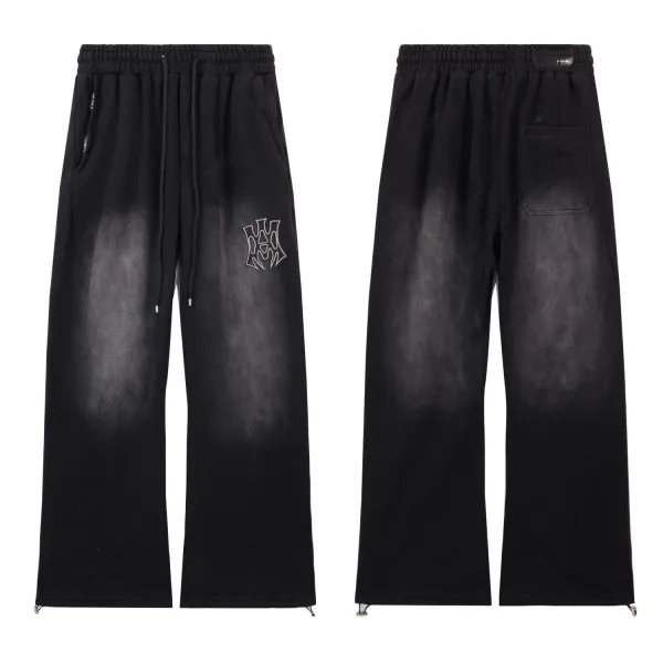Amiri Distressed Logo Sweatpants Black - 1