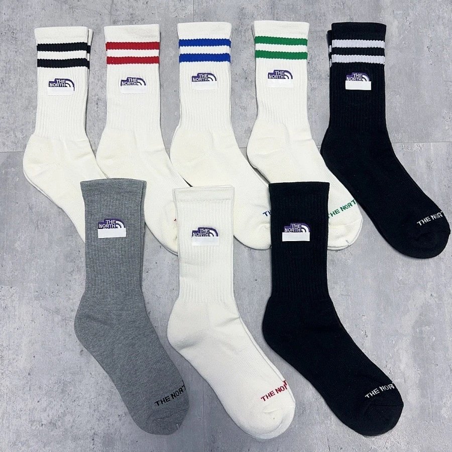 The North Face Ribbed Crew Socks White with Red Stripes Socks - 2
