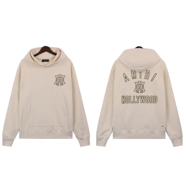 Amiri Hollywood Logo Hoodie Beige - 1