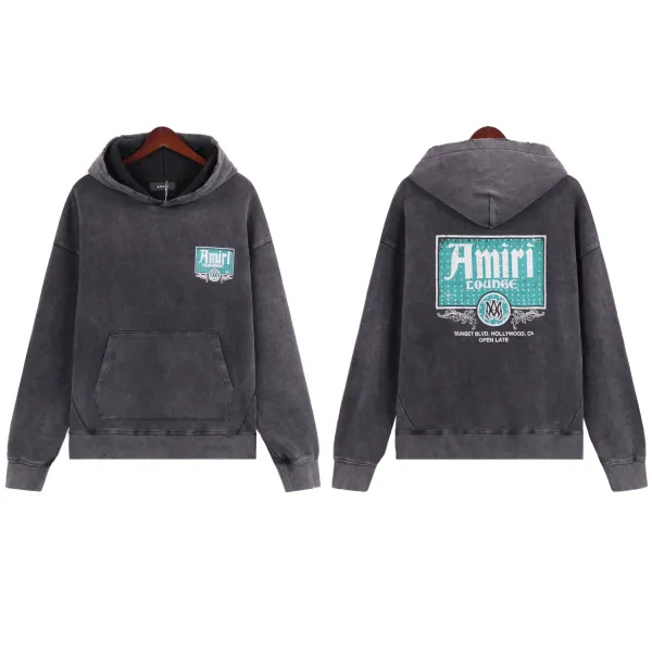 Amiri Lounge Acid Wash Gray Hoodie - 1