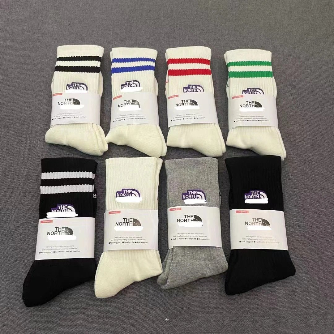 The North Face Ribbed Crew Socks White with Red Stripes Socks - 5