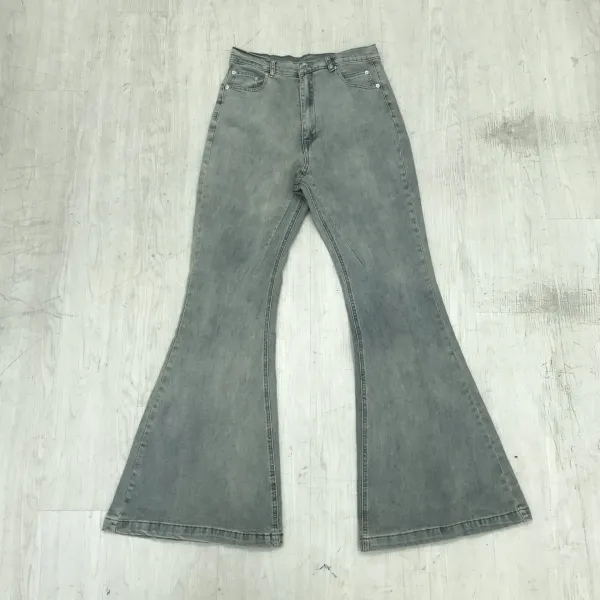 Off-White Flared Jeans Olive Green with Black Stripe - 34
