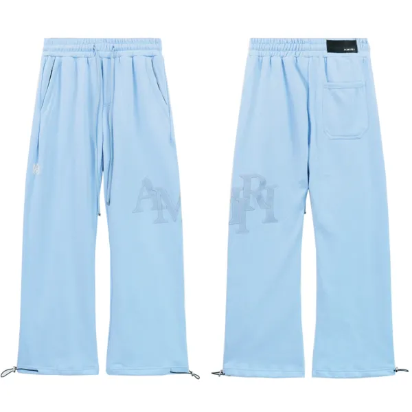 Amiri Logo-Embroidered Wide-Leg Sweatpants Light Blue - 1