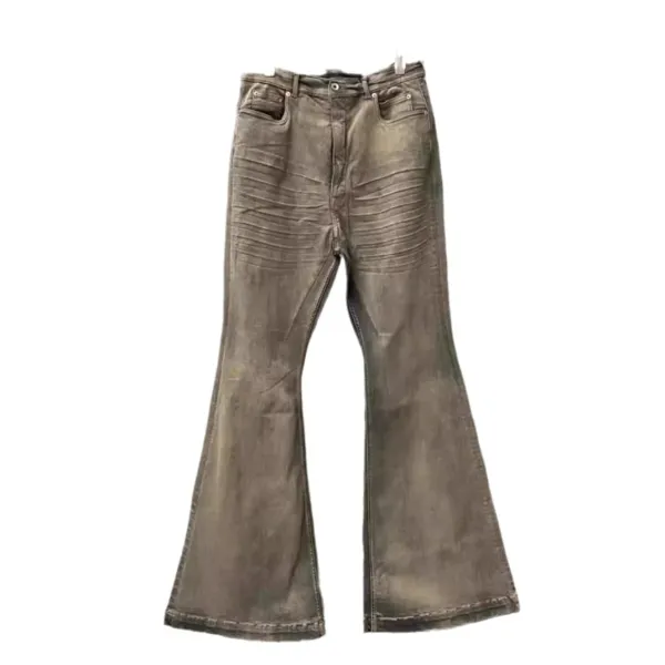 Off-White Flared Jeans Olive Green with Black Stripe - 20