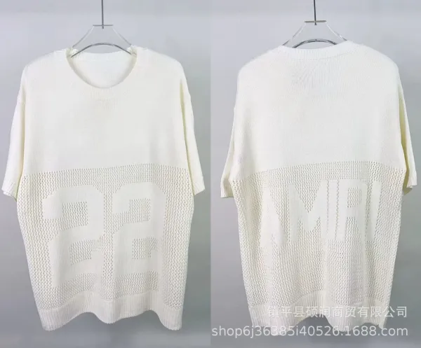 Design Mesh-Panel Knit Sweater White - 1