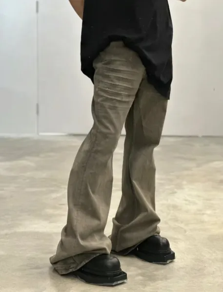 Off-White Flared Jeans Olive Green with Black Stripe - 16