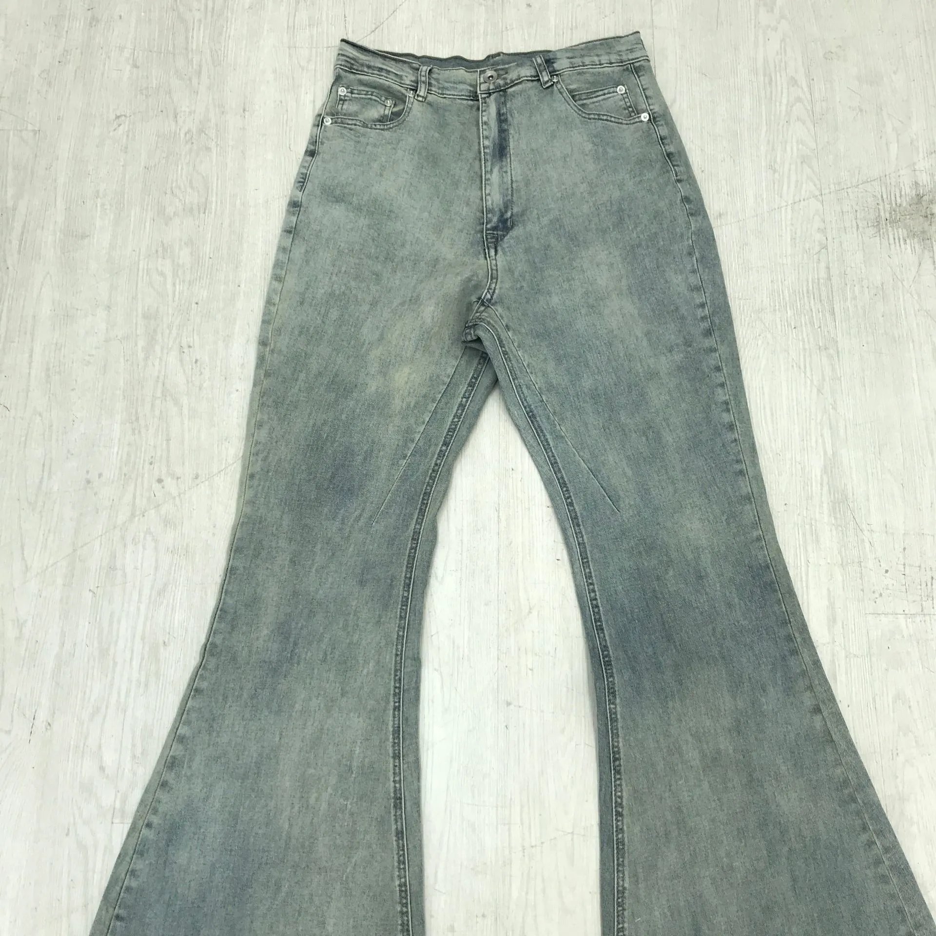Off-White Flared Jeans Olive Green with Black Stripe - 37
