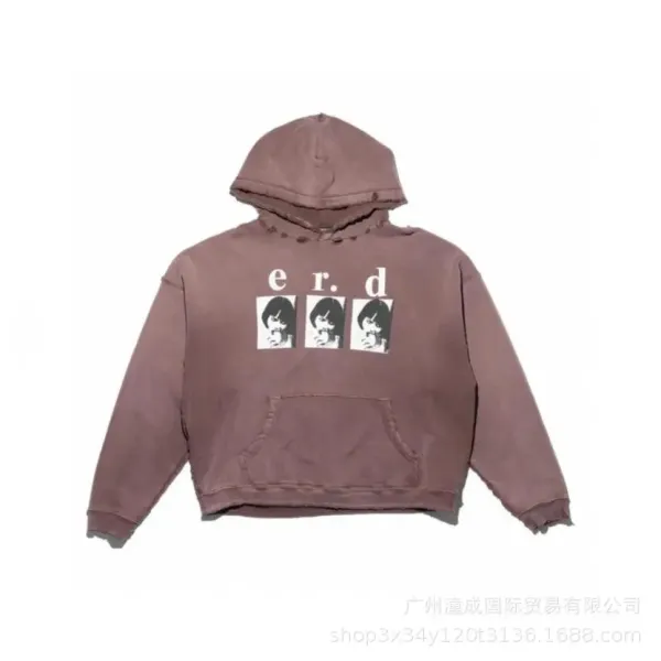 Erdem x Unknown Collaborator Distressed Mauve Hoodie - 1