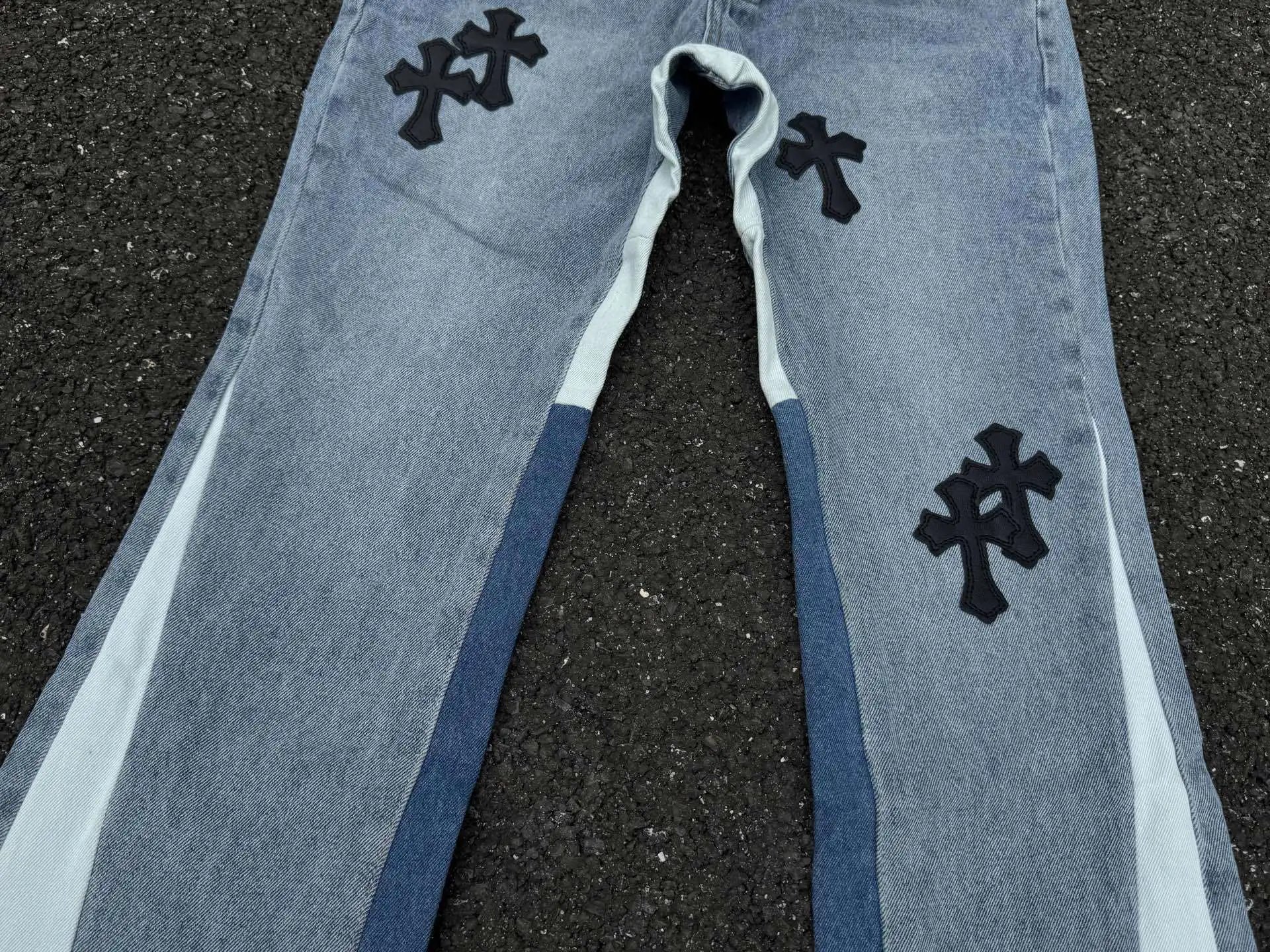Off-White x Denim Patchwork Flared Jeans Multicolor - 11