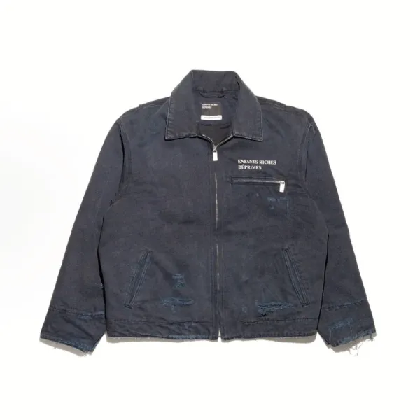 Enfants Riches Déprimés Distressed Denim Work Jacket Navy - 1