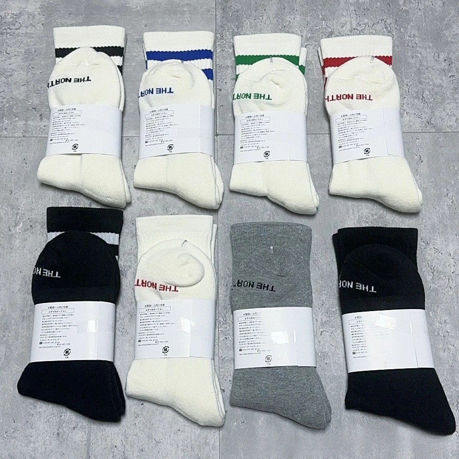 The North Face Ribbed Crew Socks White with Red Stripes Socks - 3