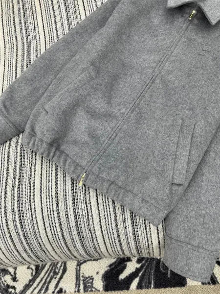 Miu Miu Wool-Blend Zip-Up Jacket Gray Outerwear - 7