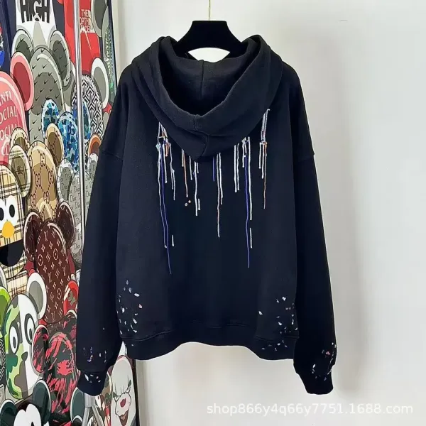 Design Streetwear Drip Paint Hoodie Black - 1