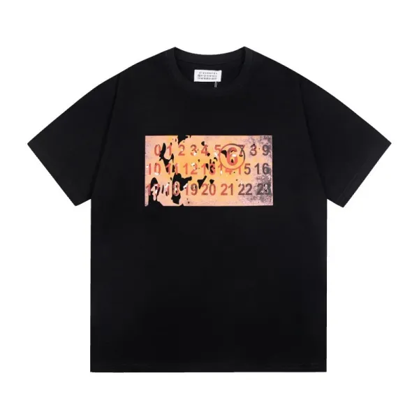 Maison Margiela Replica Numeric Print Black T-Shirt - 1