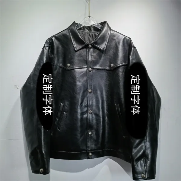 Custom Black Leather Trucker Jacket - 1