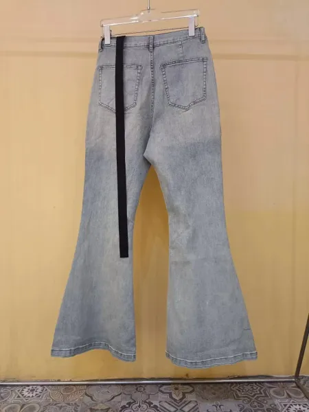 Off-White Flared Jeans Olive Green with Black Stripe - 11