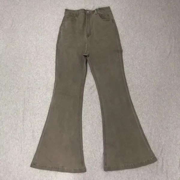 Off-White Flared Jeans Olive Green with Black Stripe - 21