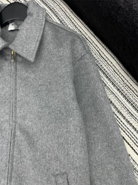 Miu Miu Wool-Blend Zip-Up Jacket Gray Outerwear - 6