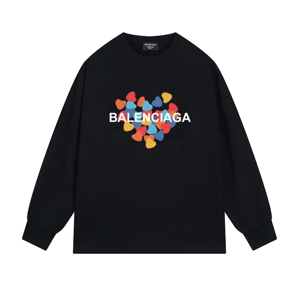 Balenciaga Heart Logo Long-Sleeve T-Shirt Black - 1