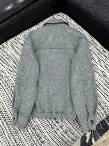 Miu Miu Wool-Blend Zip-Up Jacket Gray Outerwear - 10