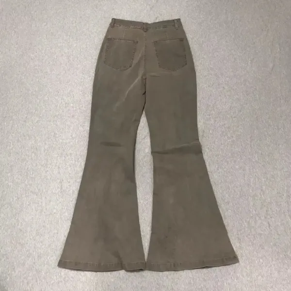 Off-White Flared Jeans Olive Green with Black Stripe - 26