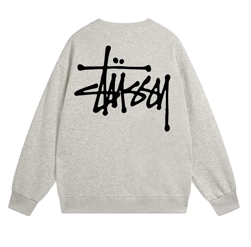 Stüssy Classic Logo Oversized Crewneck Sweatshirt Gray - 1