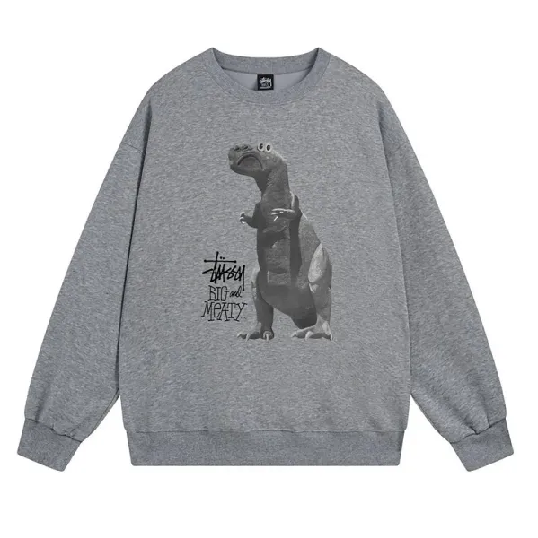 Stüssy x Pixar Big and Meaty T-Rex Graphic Sweatshirt Gray - 1