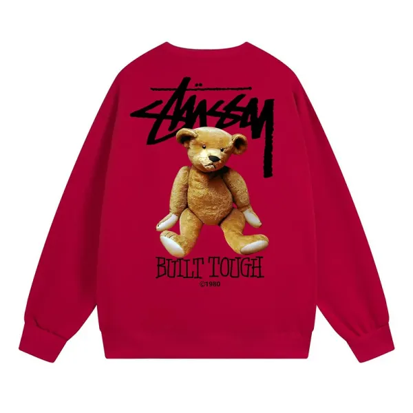 Stüssy Built Tough Bear Red Hoodie - 1