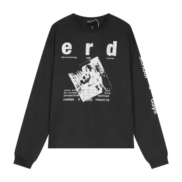 Erdem Dressing Up Time Black Graphic Long-Sleeve T-Shirt - 1
