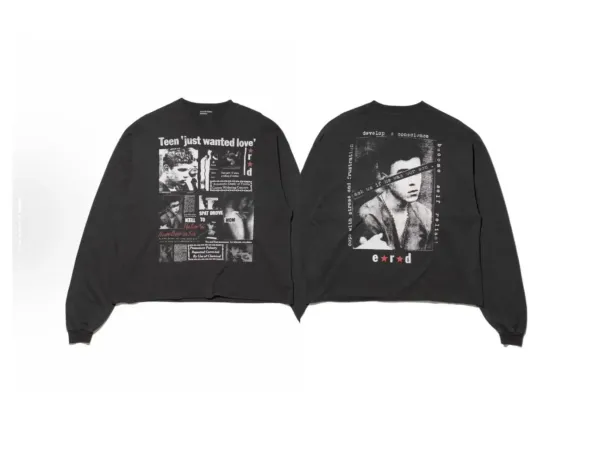 e*r*d 'Teen Just Wanted Love' Graphic Long-Sleeve T-Shirt Black - 1