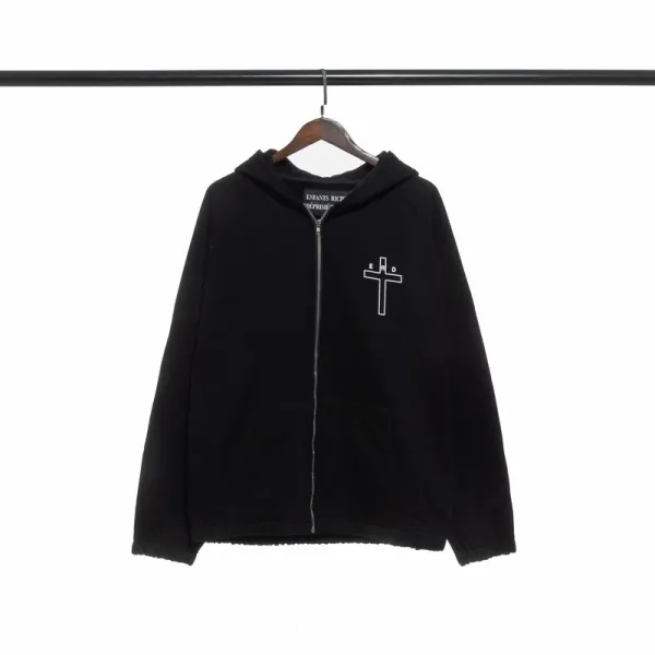 Enfants Riches Déprimés Cross Logo Zip-Up Hoodie Black - 1