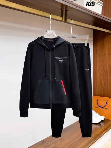 Prada Re-Nylon Hooded Tracksuit Black - 1