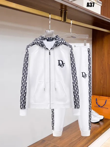 Dior Oblique Monogram White Hooded Tracksuit Set - 1