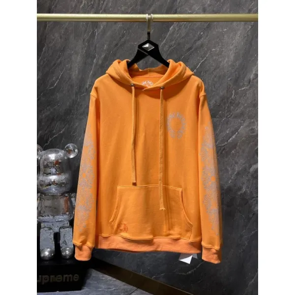 Chrome Hearts x Supreme Orange Floral Embroidered Hoodie - 1