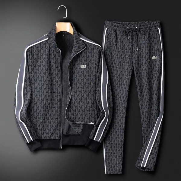 Lacoste Diamond Pattern Tracksuit Black/Gray - 1
