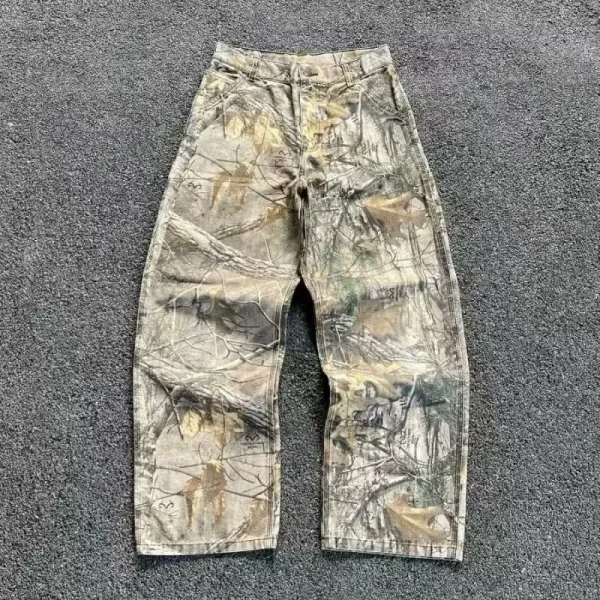 Design Wide-Leg Camo Pants with Soundwave Embroidery Army Green Pants - 4
