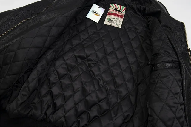 Corteiz Jackets PU Leather Bomber Jacket with Alcatraz Emblem product detail image 3