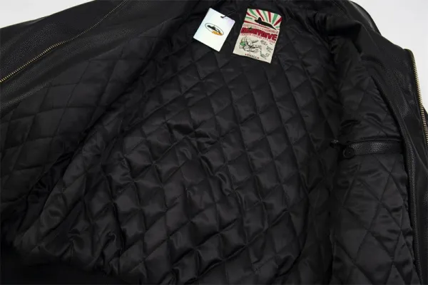 Stone Island Leather Varsity Jacket Black - 4