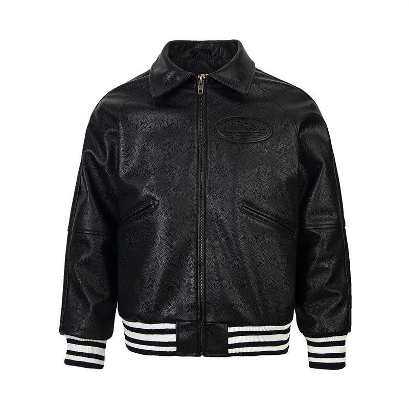 Corteiz Jackets PU Leather Bomber Jacket with Alcatraz Emblem image 3
