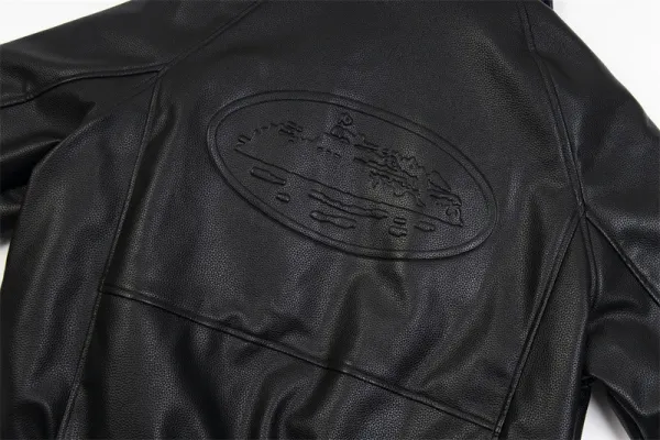 Stone Island Leather Varsity Jacket Black - 7