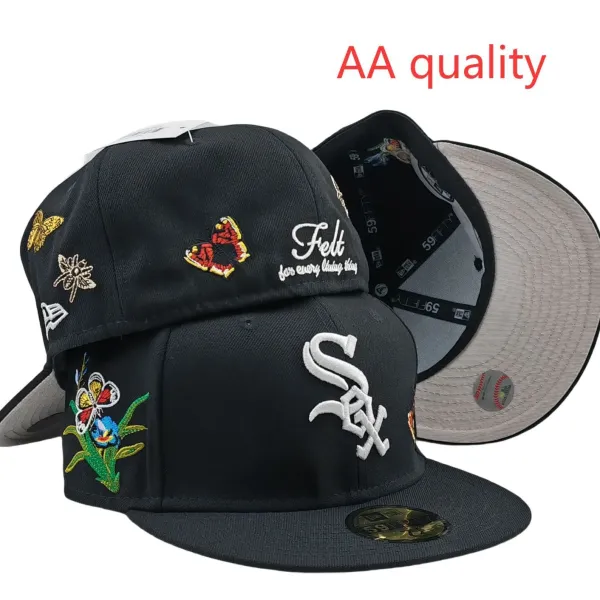 New Era x Felt Chicago White Sox 59FIFTY Floral Embroidery Black Baseball Cap - 1