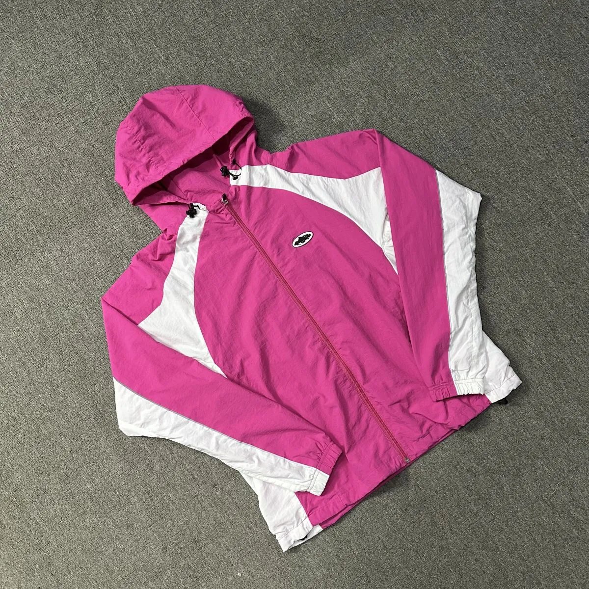 Nike Windbreaker Pink and White Hooded Jacket - 1