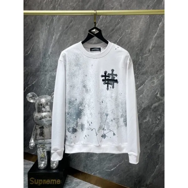 Chrome Hearts x Supreme Spray-Paint Graphic White Hoodie - 1