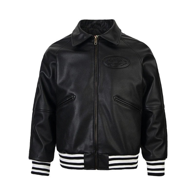 Corteiz Jackets PU Leather Bomber Jacket with Alcatraz Emblem image 5