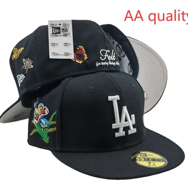 New Era x Felt LA Dodgers 59FIFTY Black Embroidered Baseball Cap - 1