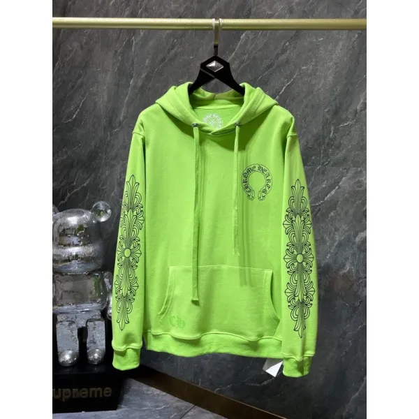 Chrome Hearts x Supreme Neon Green Baroque Hoodie - 1