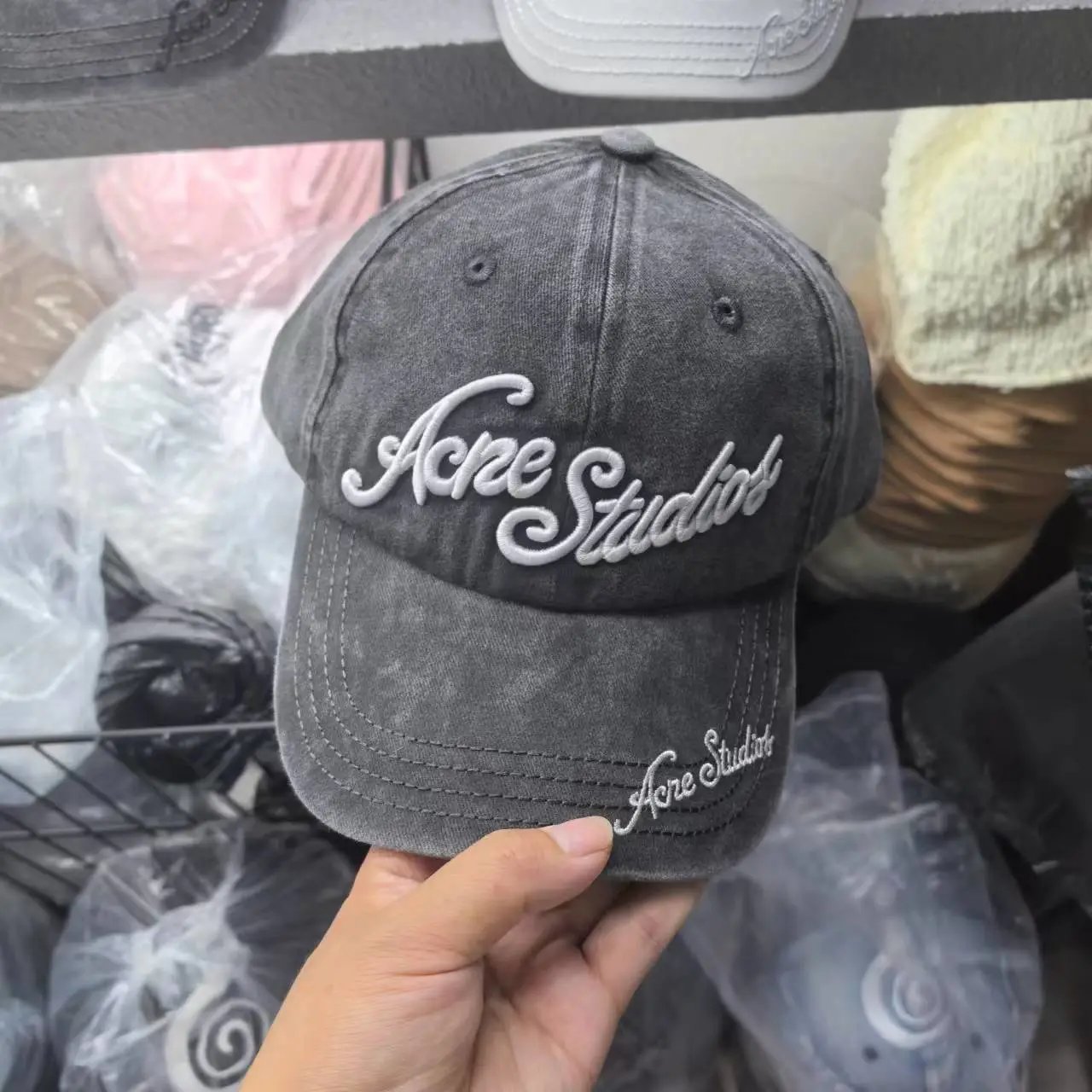 Acne Studios Embroidered Logo Black Baseball Cap - 4